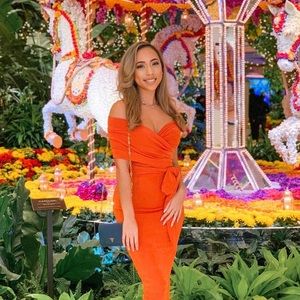 JLUXLABEL Orange Elizabeth Multi-Way Wrap Dress